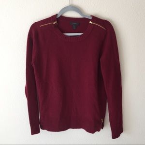 J. Crew size medium red double zipper wool sweater